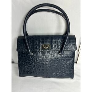 Kate Spade Orchard Valley Sinclair Croc Leather Shoulder Bag Sidewalk navy blue